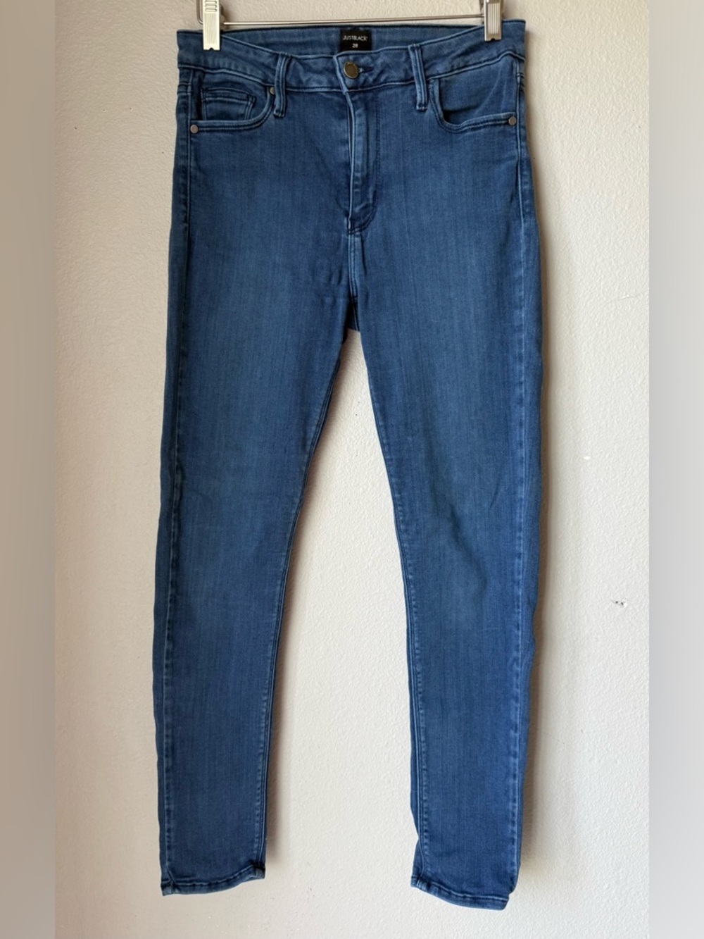 JUSTBLACK Blue Stretch Bestfriend’s Skinny Mid Rise Jeggings Womens Size 28